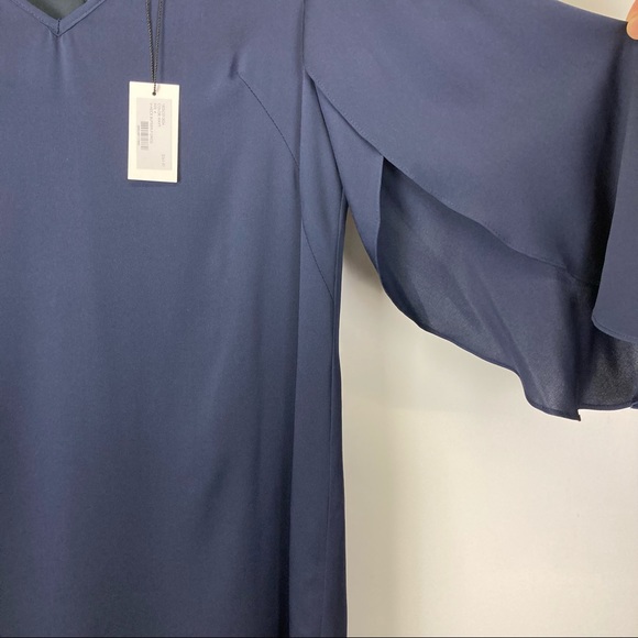 NWT Milly Butterfly Sleeve V-Neck Mini Shift Dress in Navy , Size 4 - Picture 6 of 13
